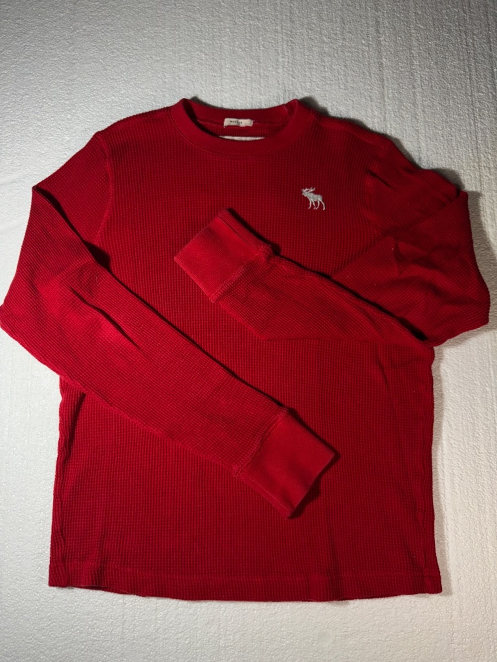 Abercrombie & Fitch Red Waffle Knit brick red Long-Sleeve Crew